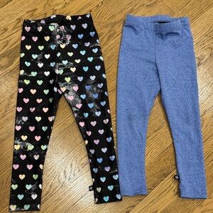 Pixielane Heart Pattern and Blue Kids Leggings 3T LIKE NEW